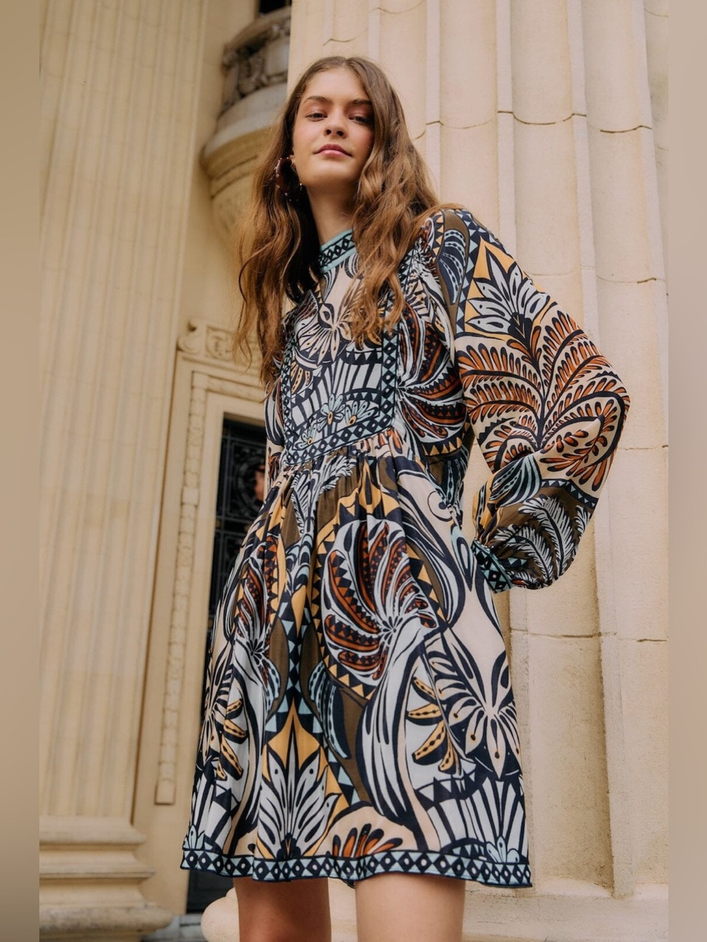 NWT Farm Rio Multicolor Balamana Long Sleeve Mini Dress